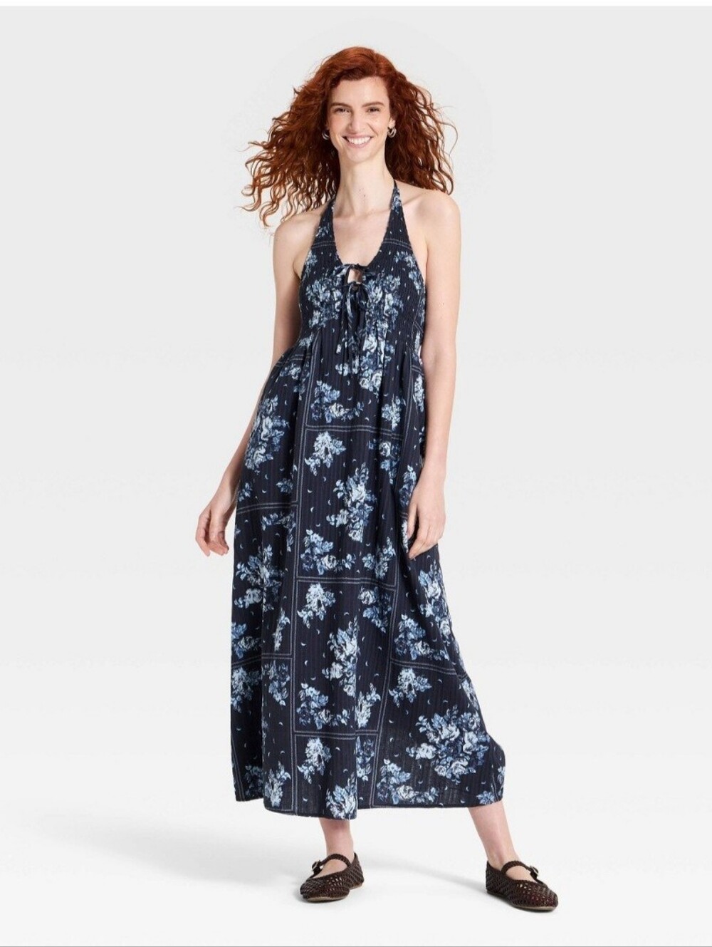 Women's Printed Maxi Sundress - Universal Thread" Navy Blue S